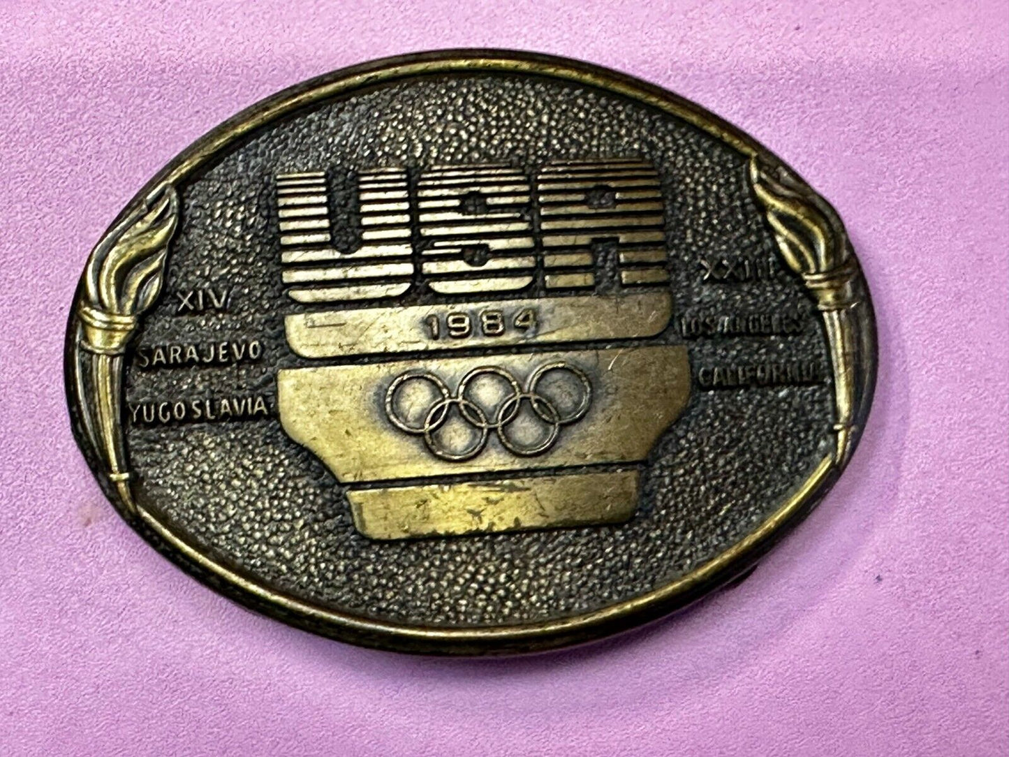 1984 USA Olympics Los Angeles California Vintage Commemorative Belt Buckle