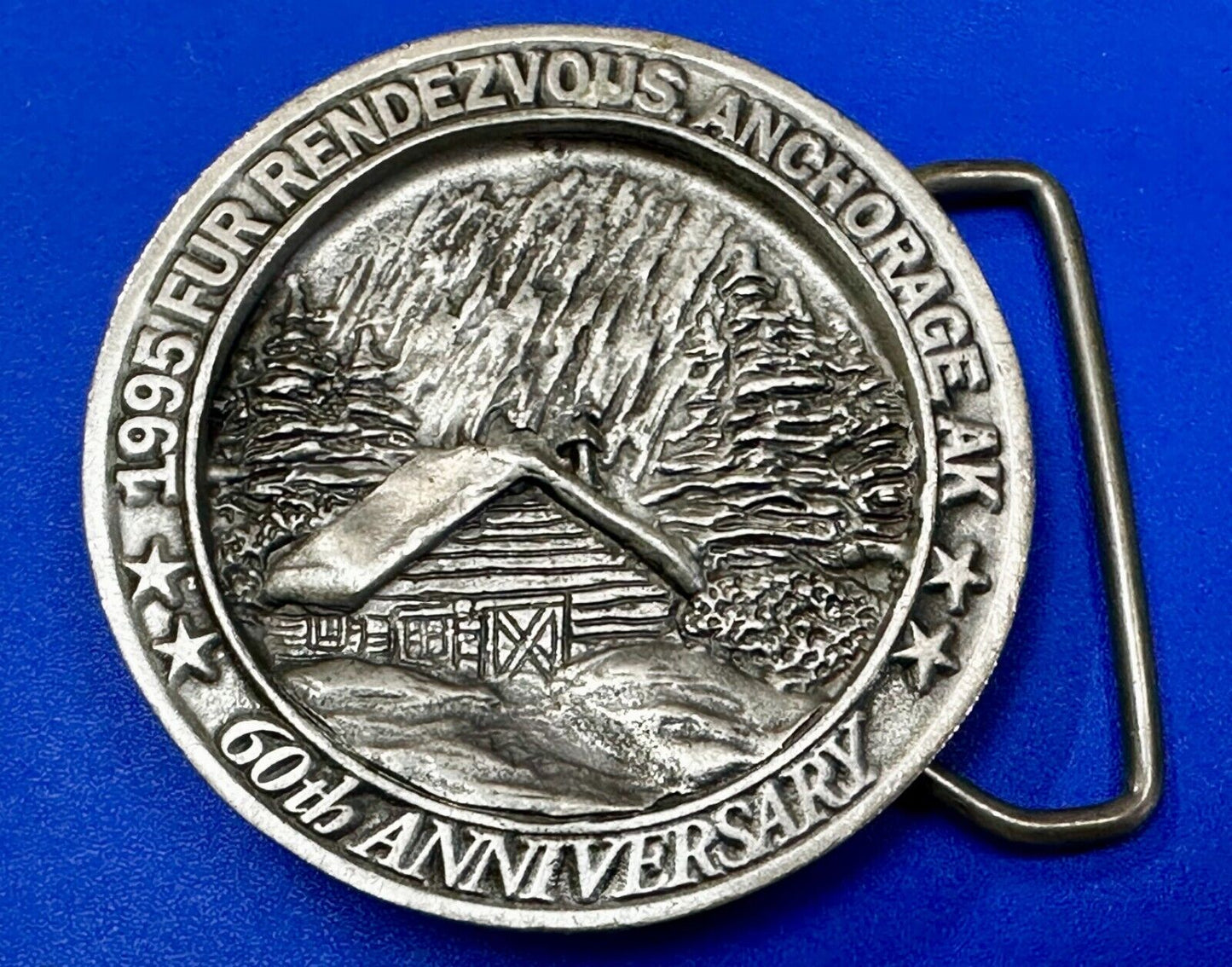 1995 FUR Rendezvous Anchorage Alaska Festival 60Th Anniversary Belt Buckle
