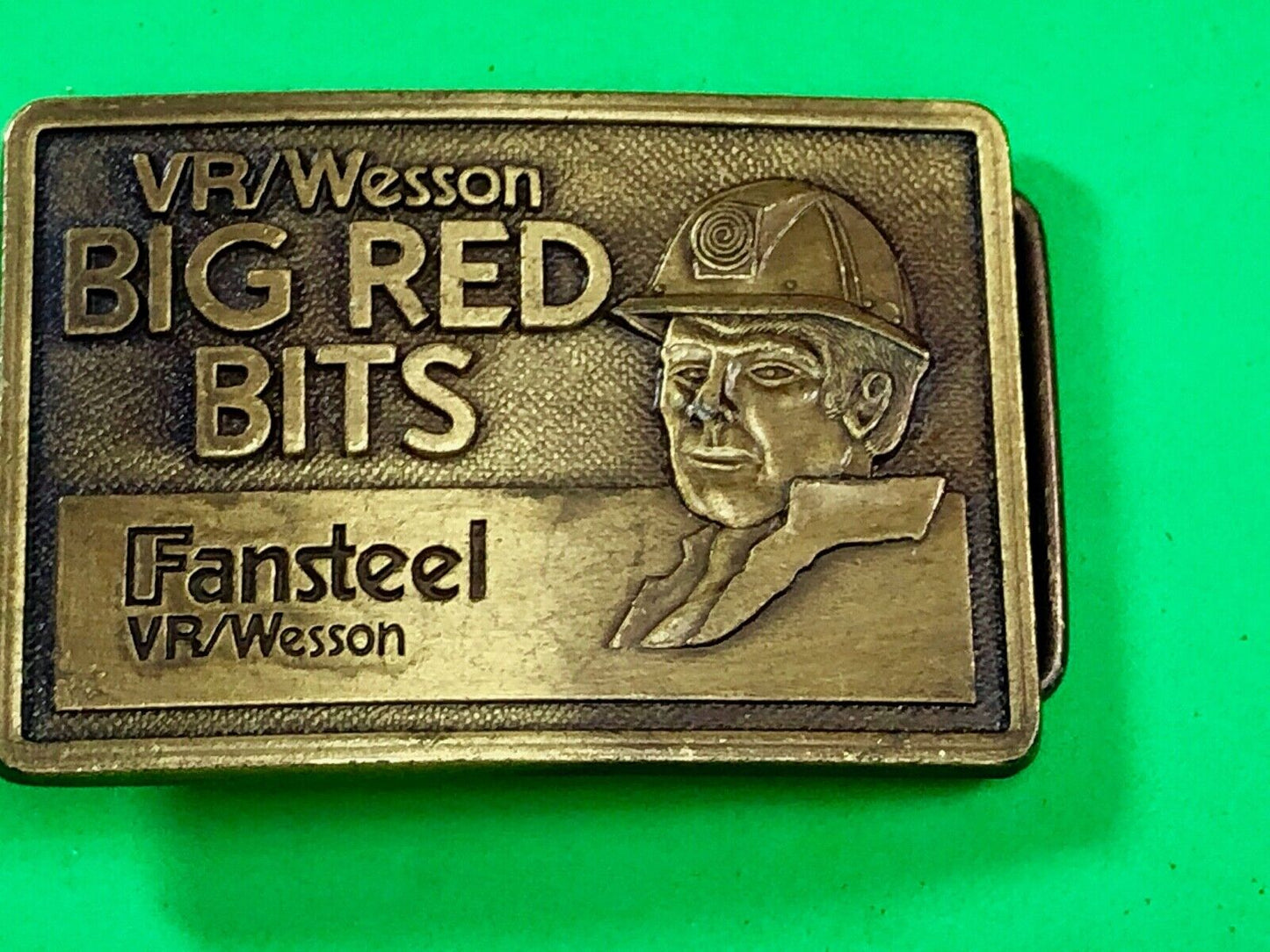 Vintage Belt Buckle - VR / Wesson BIG RED BITS Fansteel Company Advertisement