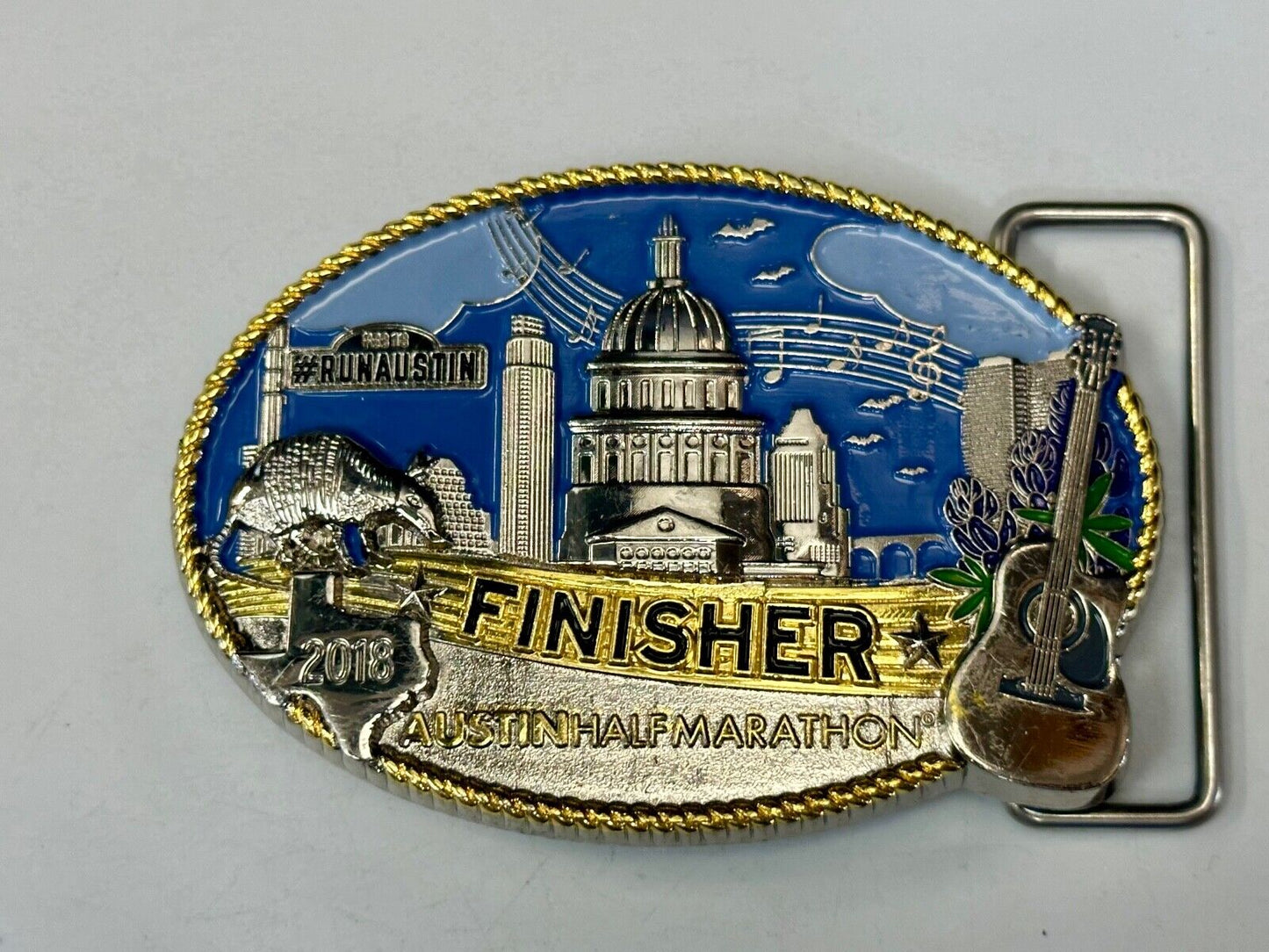 2018 Austin Texas RunAustin Finisher Half Marathon belt buckle