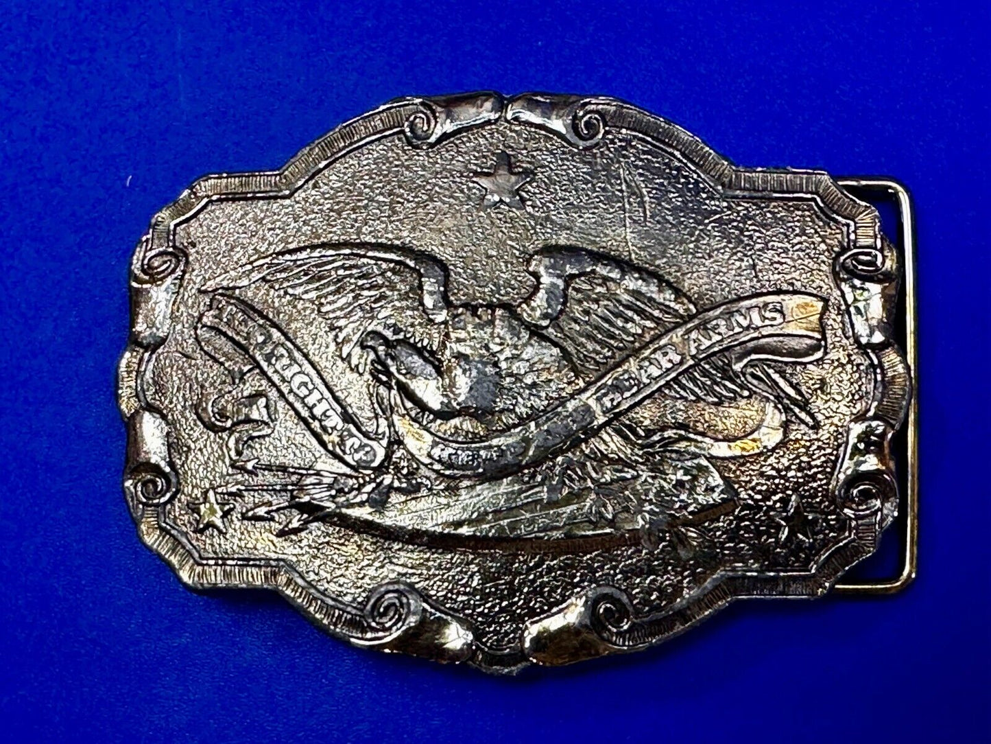 The Right To Keep and Bear Arms 2nd Amendment Vintage 1975 Belt Buckle - Wyoming