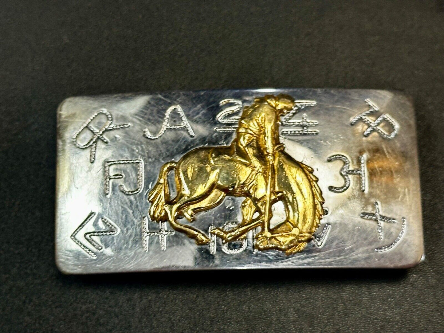Vintage Cowboy Saddle Bronc western Chambers Belt Co belt buckle