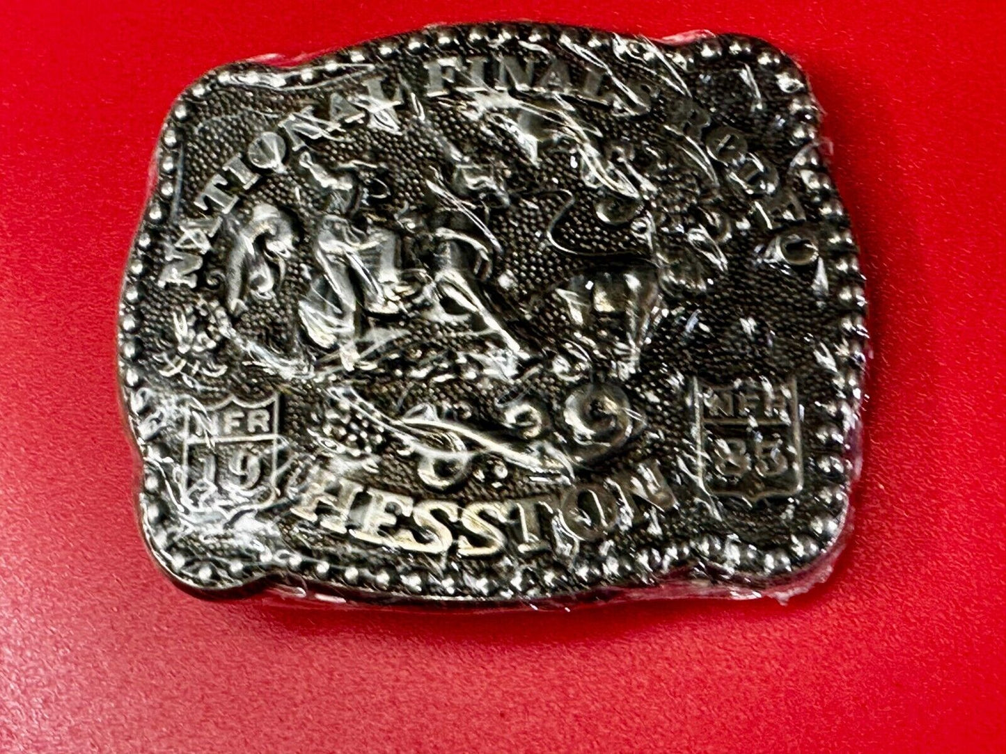 1985 Hesston National Finals Rodeo NFR Cowboys Youth Size NOS Belt Buckle