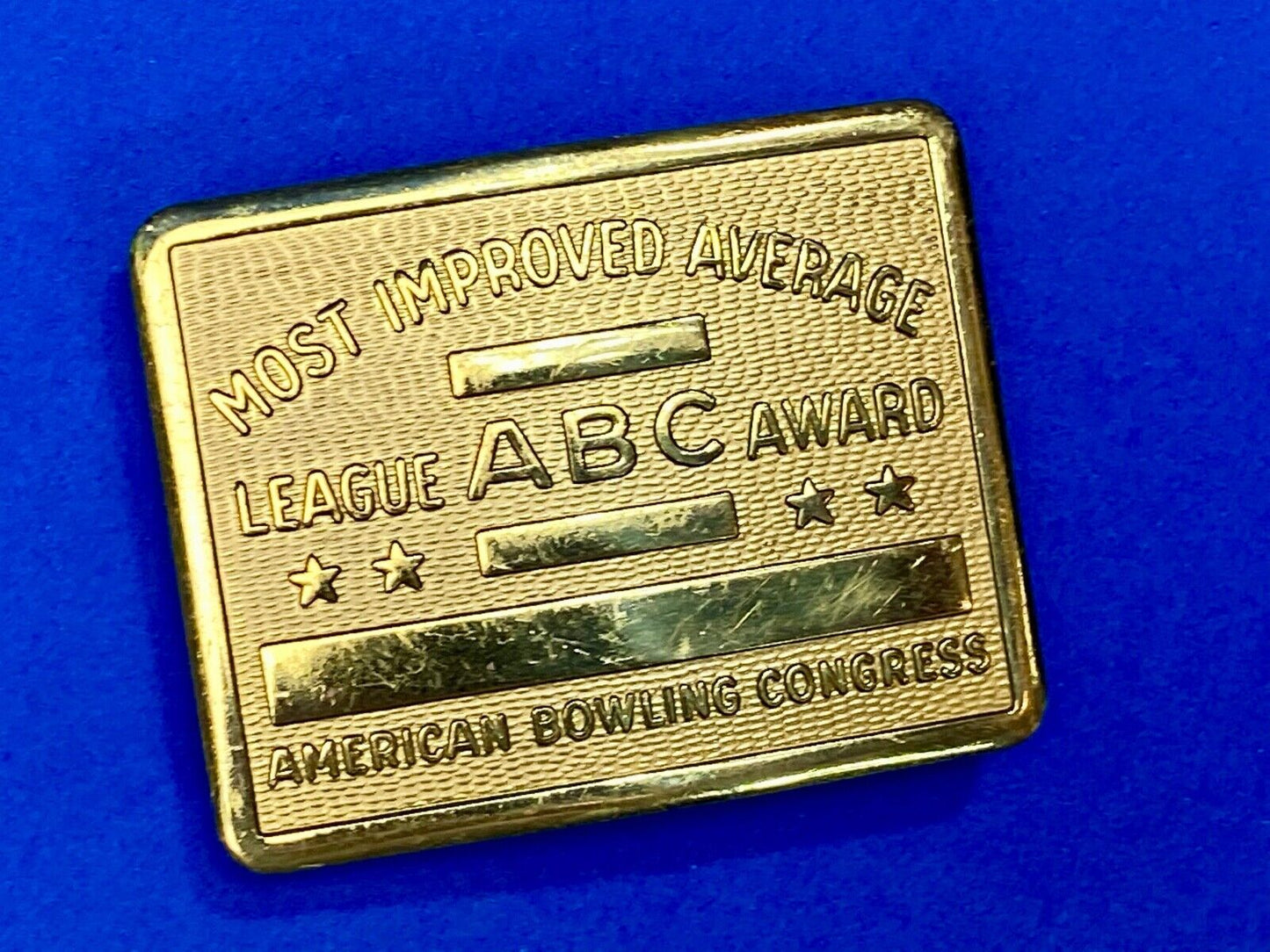 Vintage 70s AMERICAN BOWLING CONGRESS Most Improved ABC LEAGUE AWARD BELT BUCKLE