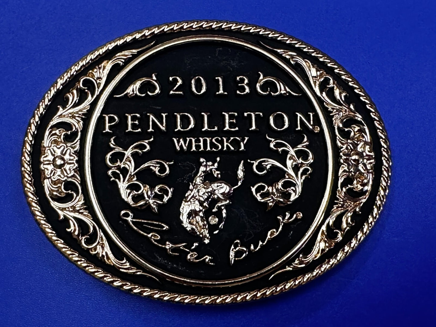 2013 Pendleton Whiskey Let'er Buck Rodeo Cowboy Montana Silversmiths Belt Buckle
