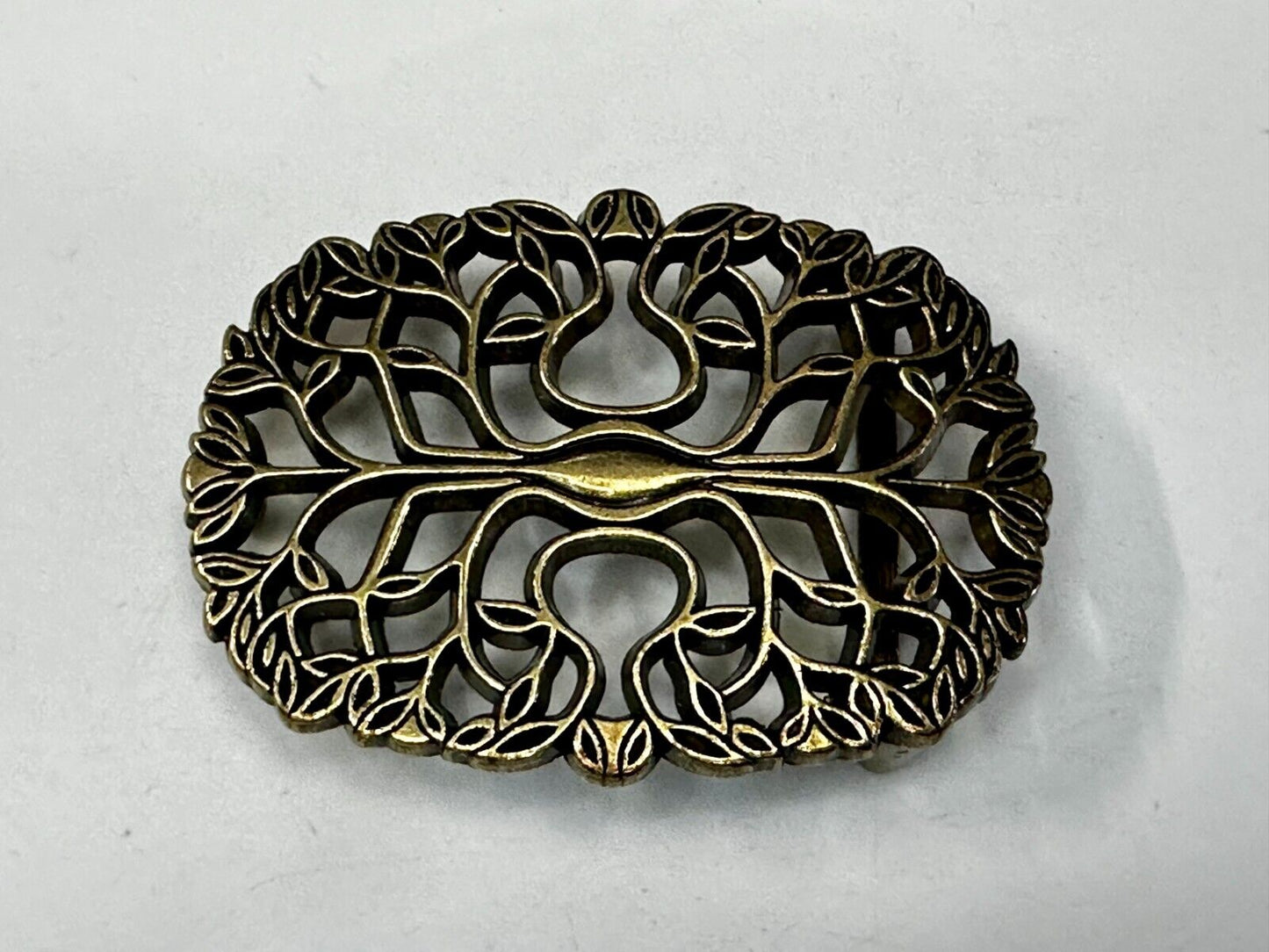 Tree of Life Pattern Openwork Hippy Boho Brass Tone Ornate Belt Buckle