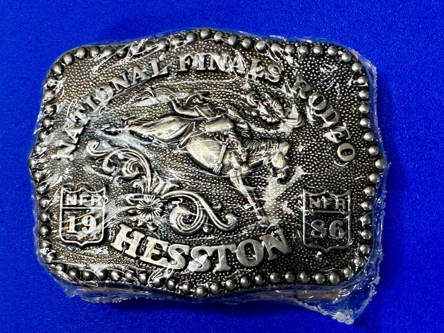 1986 Hesston National Finals Rodeo NFR Cowboys Youth Size NOS Belt Buckle
