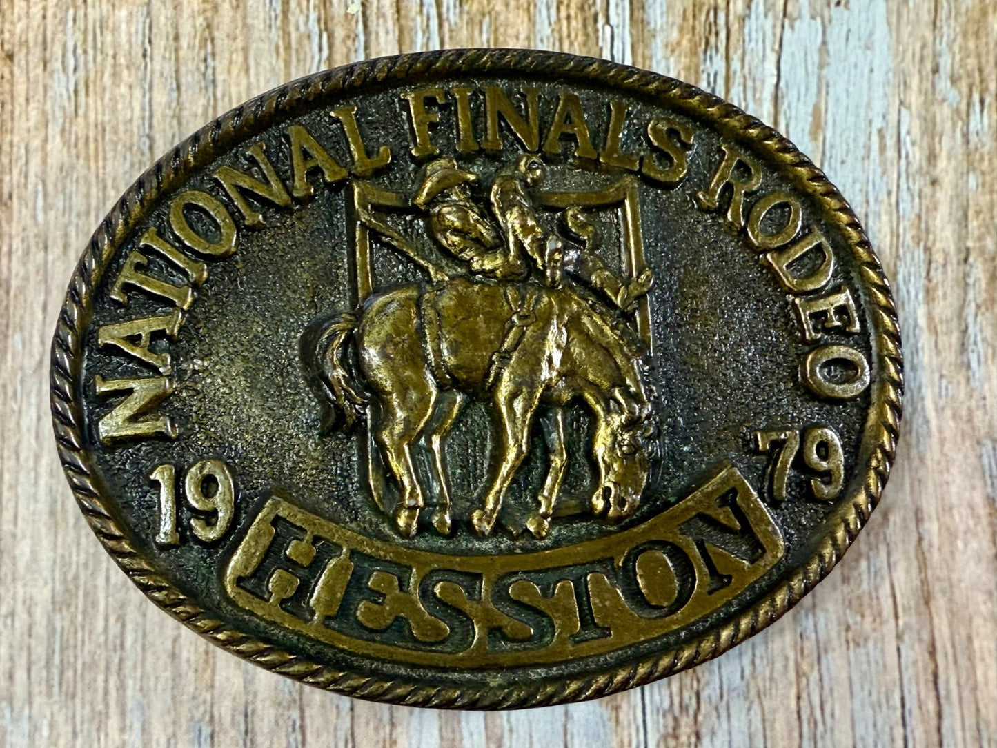 1979 Hesston NFR National Finals Rodeo Cowboys Western Vintage Belt Buckle