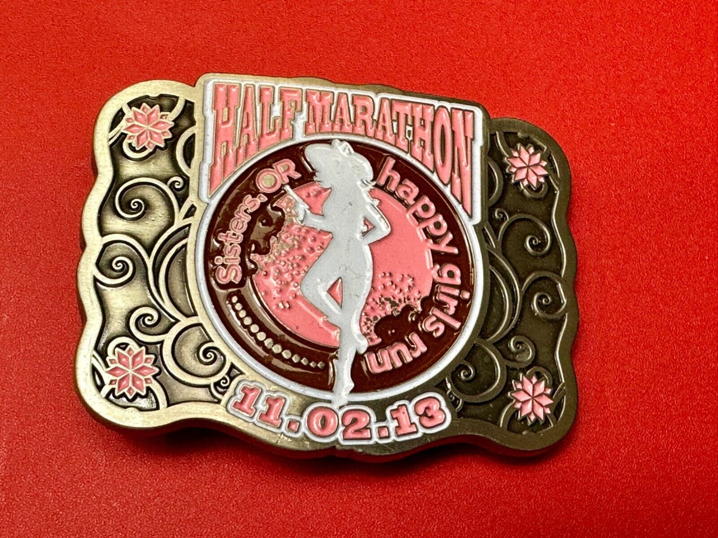 2013 Sisters or Happy Girls Run Half Marathon 2013 belt buckle