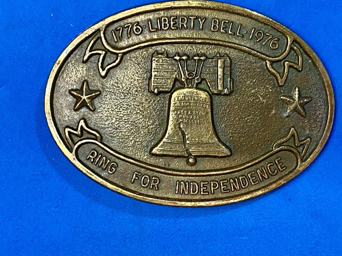 Bicentennial 1776-1976 Liberty Bell, Ring for Independence Oval Belt Buckle