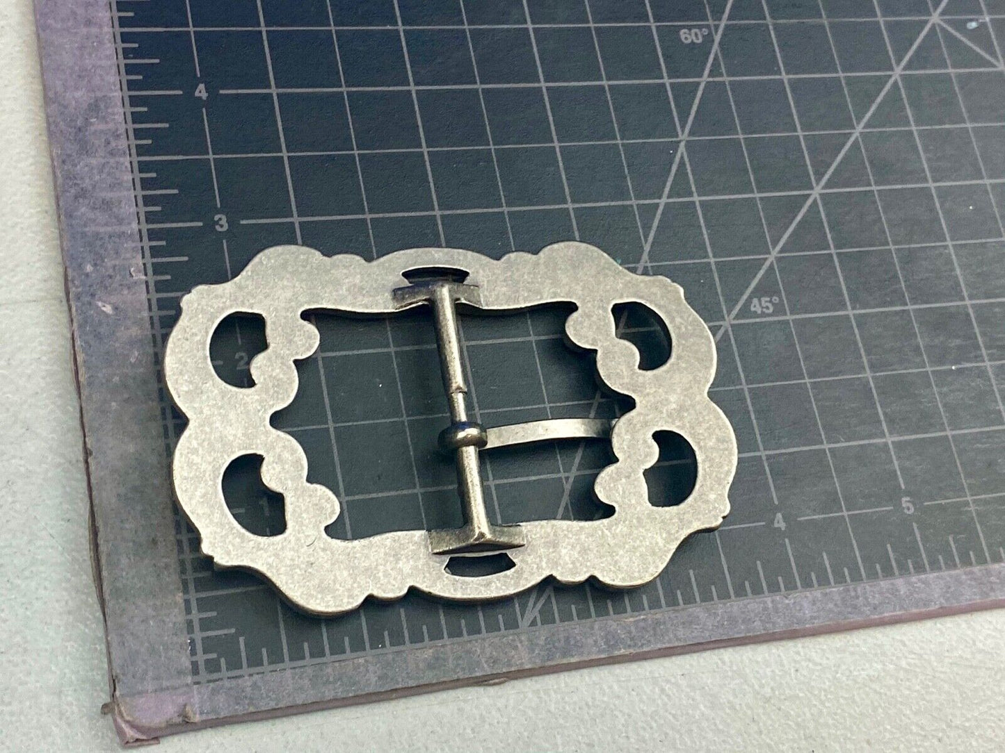 Beautiful simple silver color see through pattern women's belt buckle w/ accents