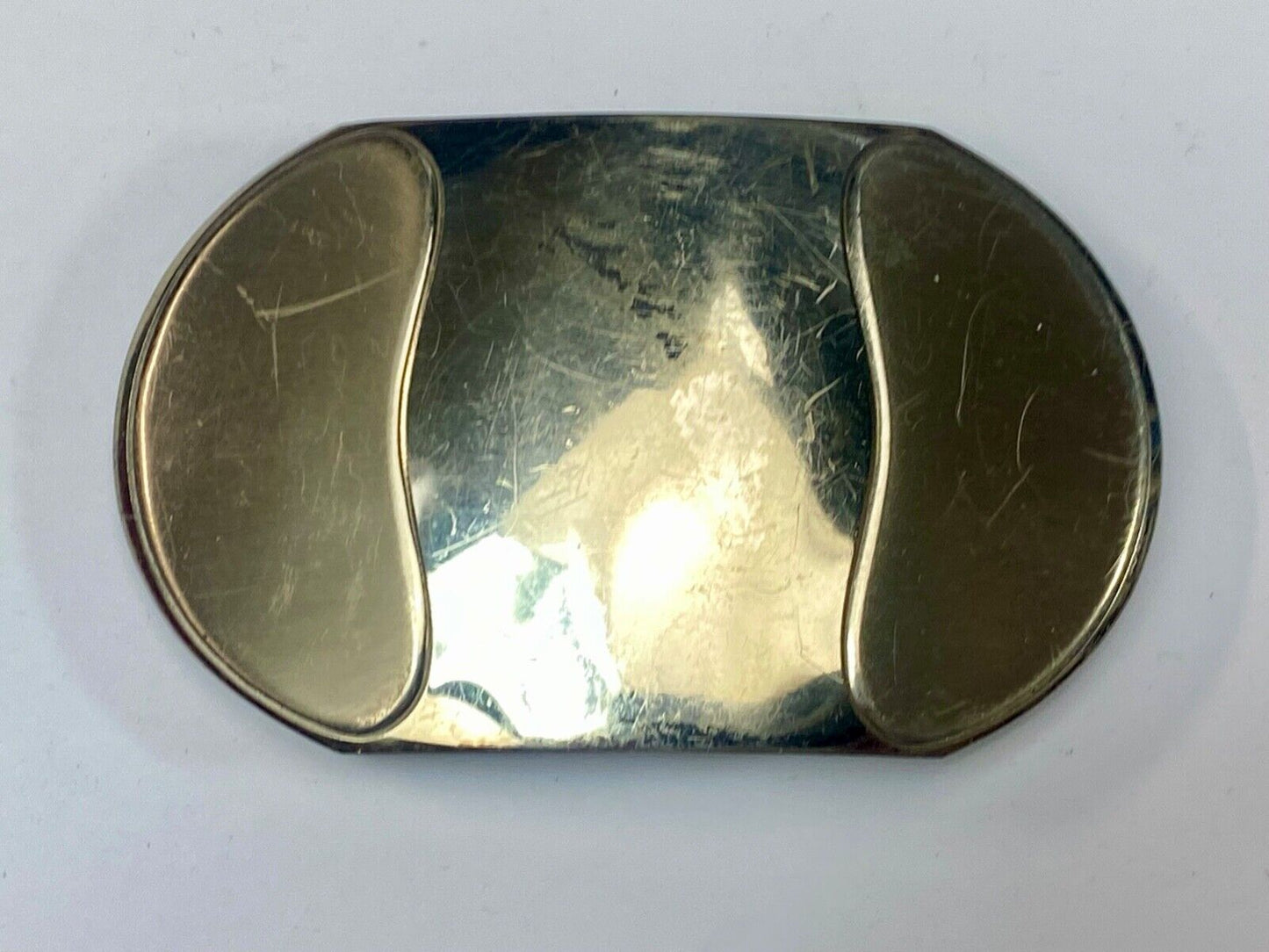 Vintage Justin Boot Co Maker Nickel Silver western belt buckle marked 36