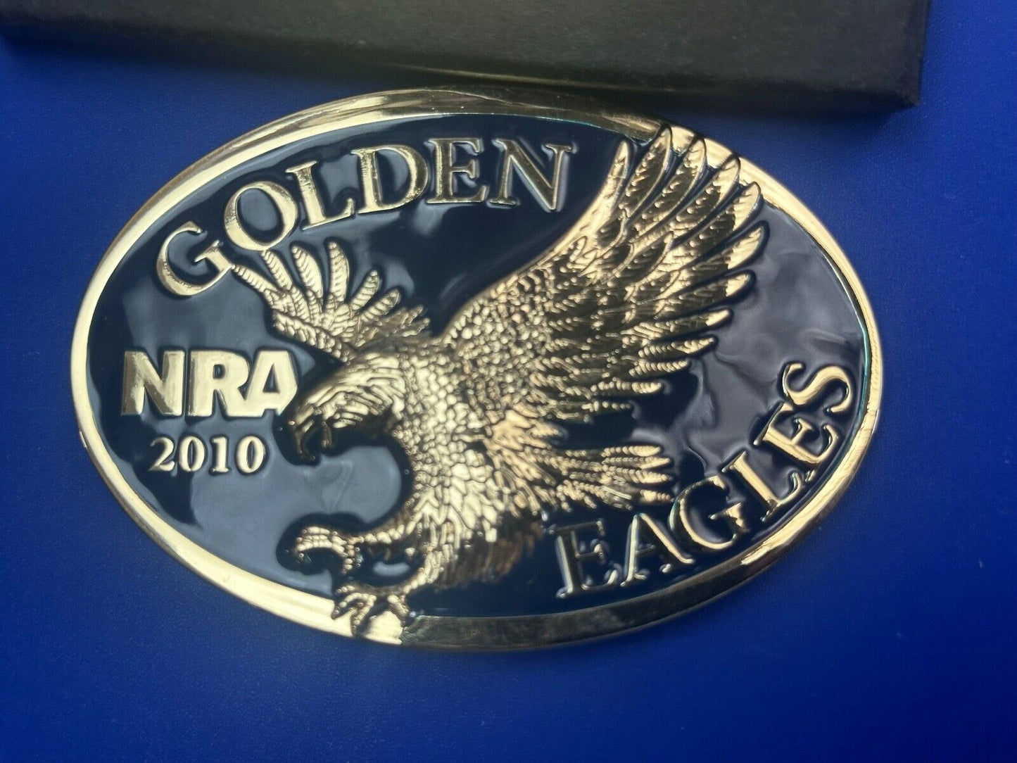 2010 Commemorative Golden Eagles NRA belt buckle in box - Vote Gun Rights