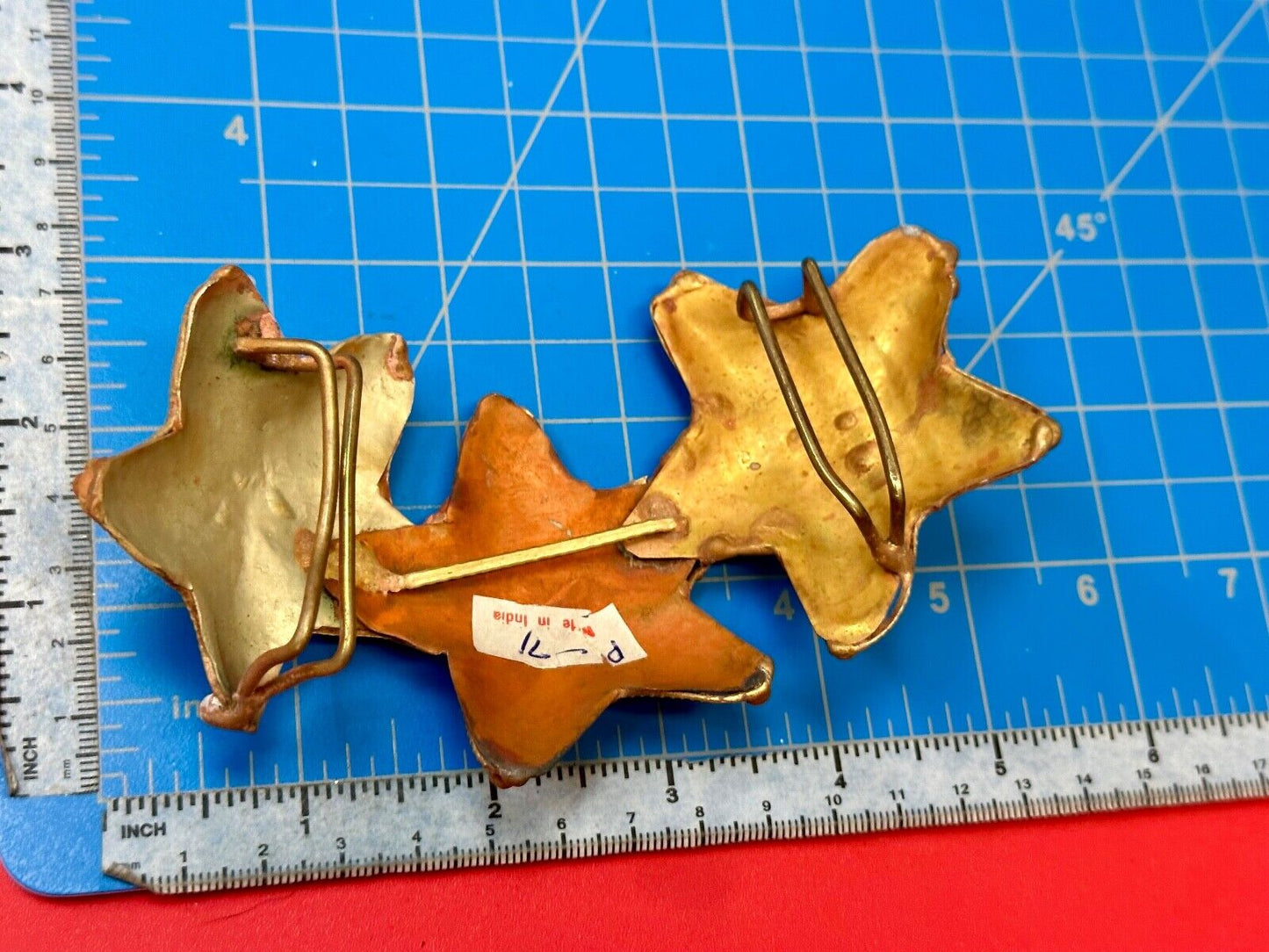 Three connected Starfish Mixed medal & colors , India vibe NOS belt buckle