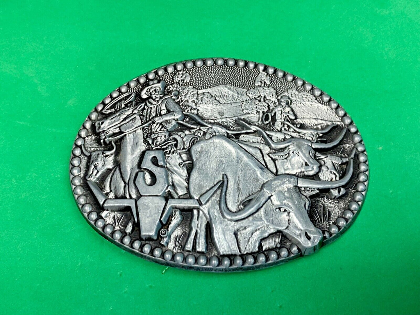 Adm Zee Series Belt Buckle Western Cowboy Roping Longhorn Rodeo Cattle