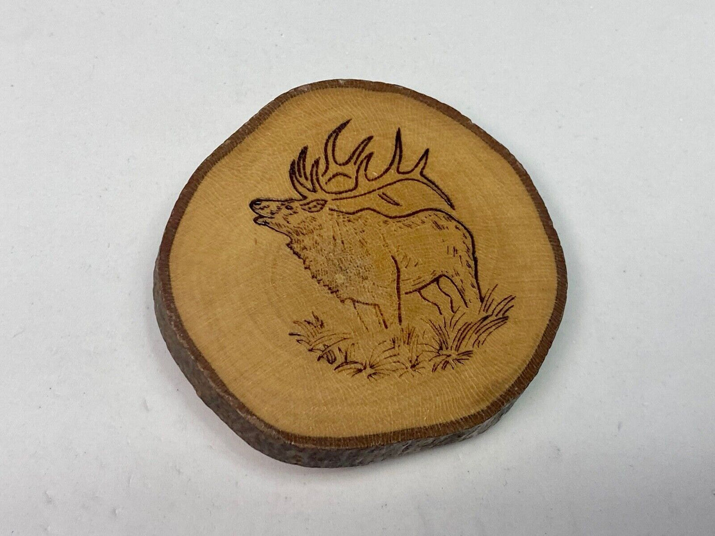 The Great Elk - Carving In Natural Wood Artisan Belt Buckle