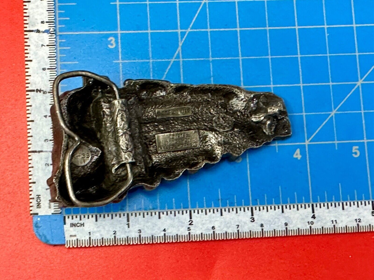 Vintage 1978 RR train Steam Engine Bergamot cutout belt buckle