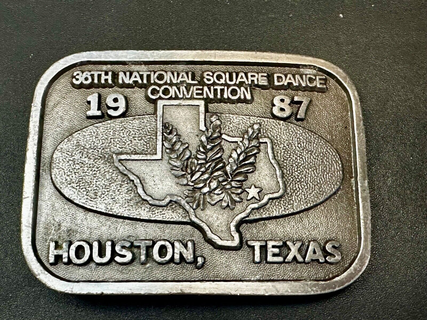 36th National Square Dance Convention 1987 Houston Texas Metal Belt Buckle
