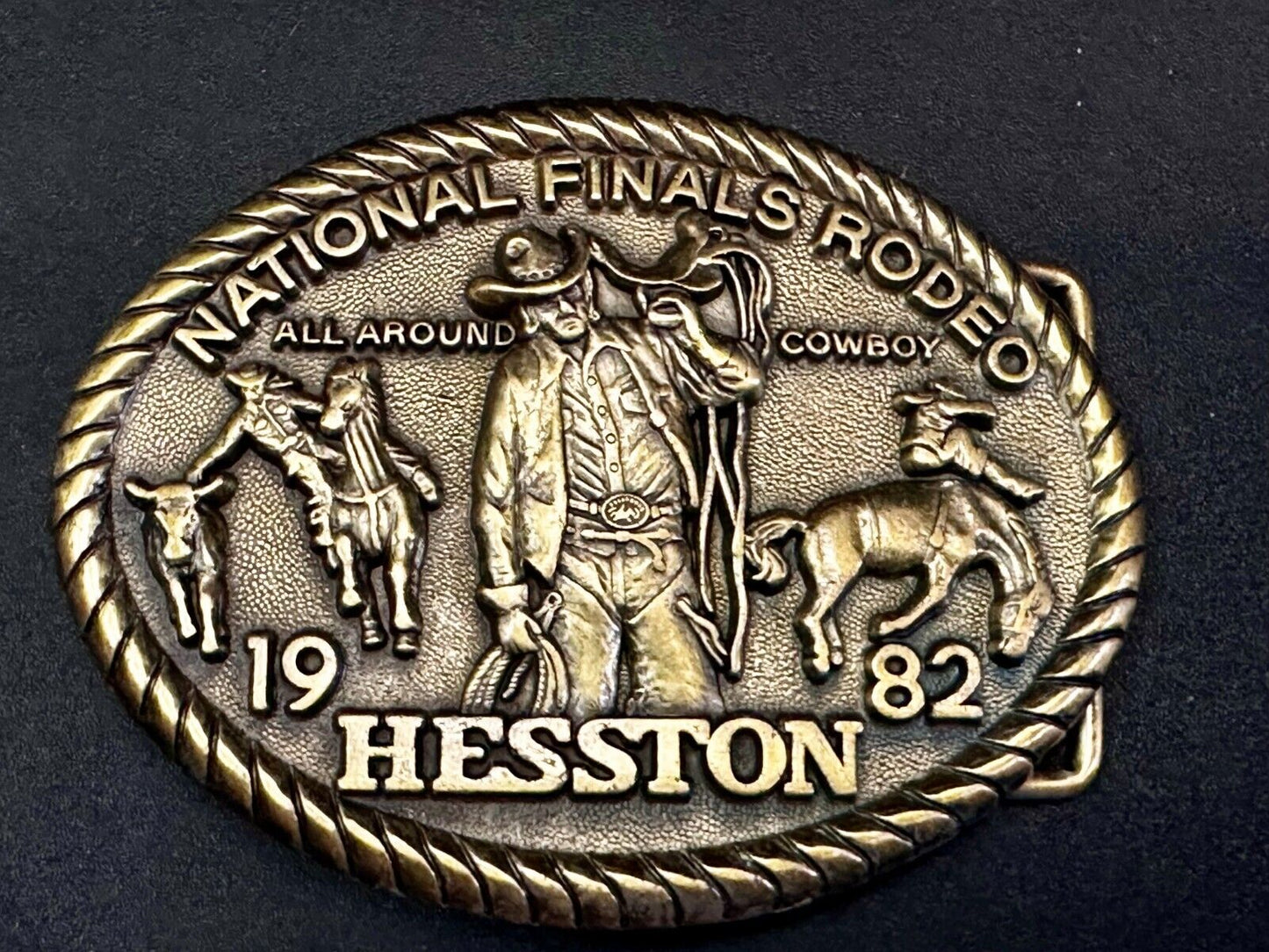 1982 Hesston NFR National Finals Rodeo Cowboys Western Belt Buckle