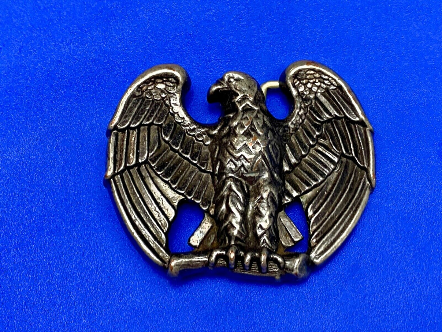 Vintage Avon 70s Patriotic American Eagle cutout shaped Silver Tone belt buckle