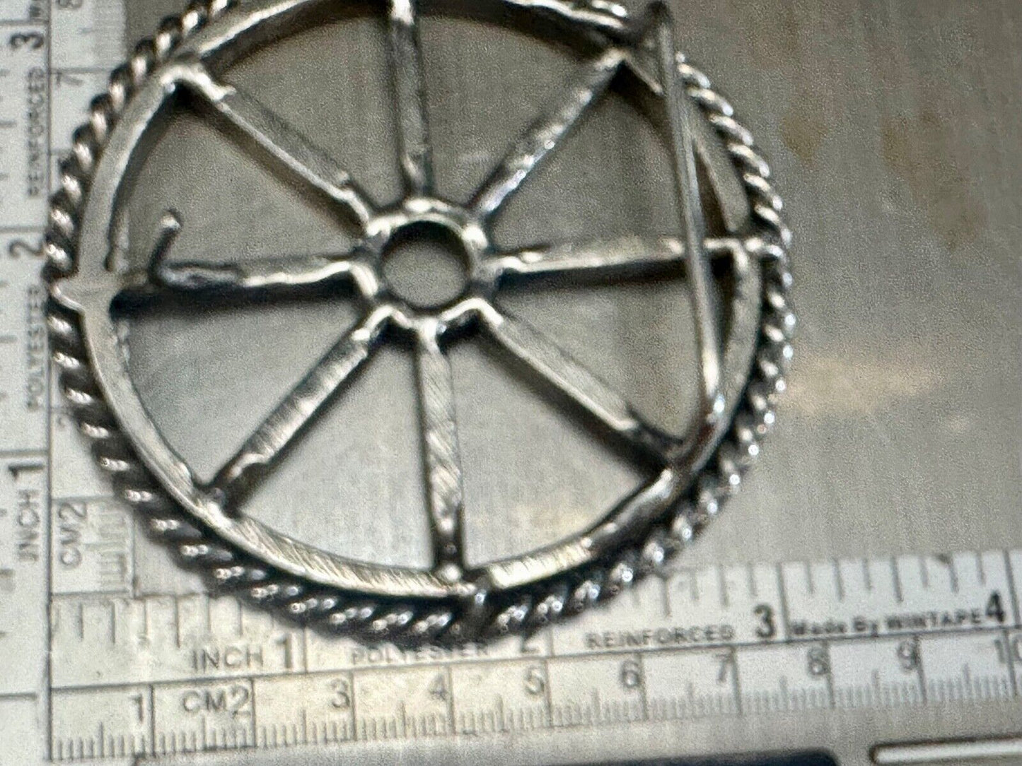 Unique Wagon Wheel Pattern Open Cut-Out Silver Tone 3" Artisan Belt Buckle