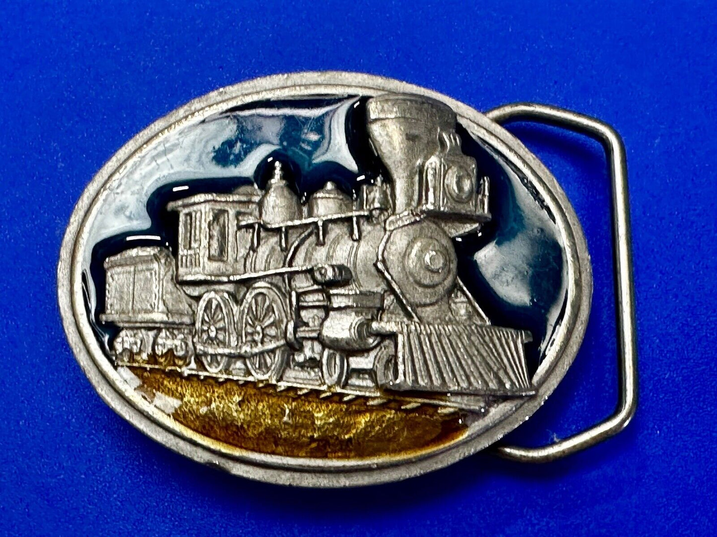 Train Steam Engine Coming Around the Mountain 1984 L-143 Bergamot Belt Buckle