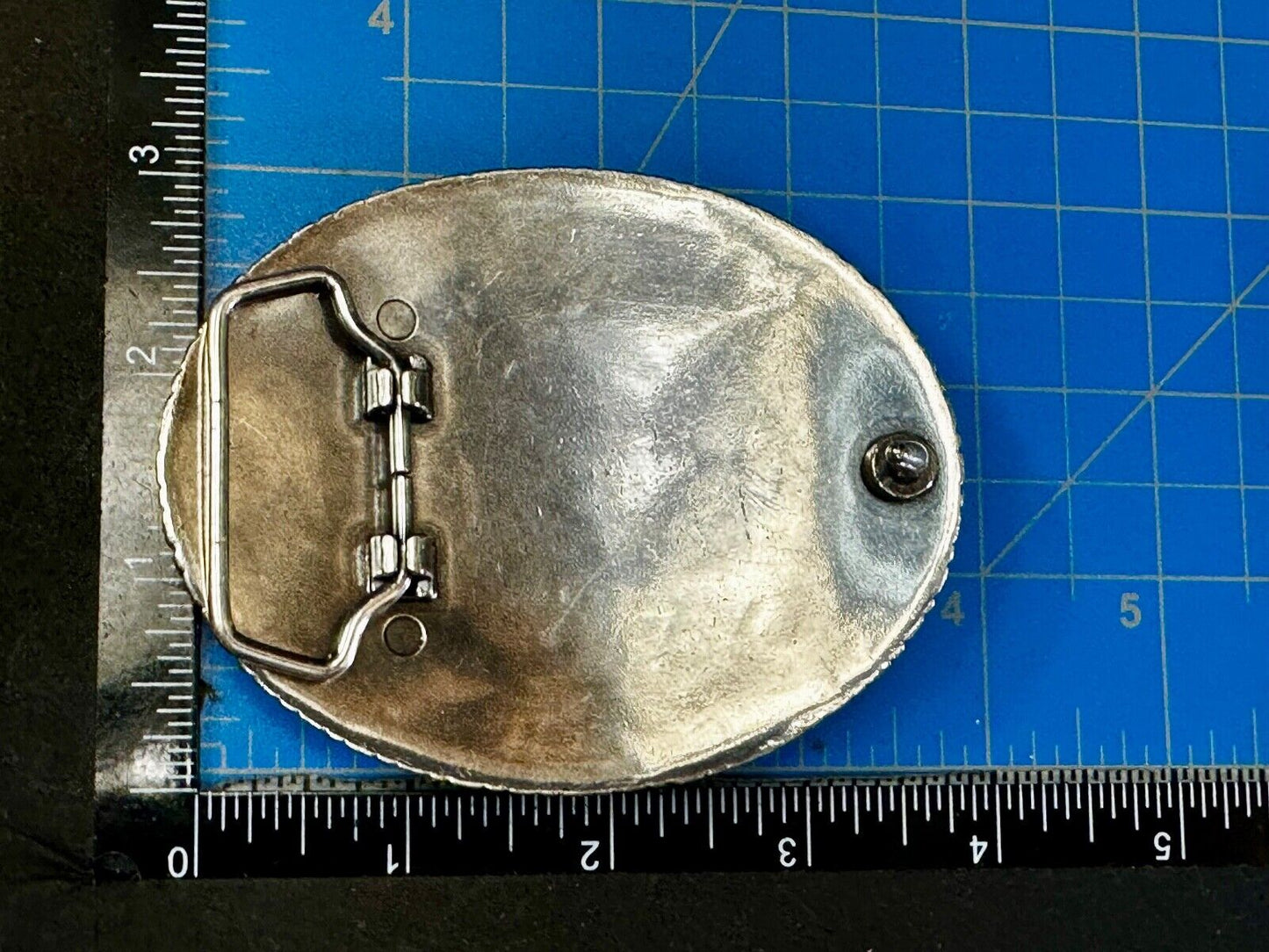 Vintage Cowboy Saddle Bronc western 4" oval belt buckle with star boarder