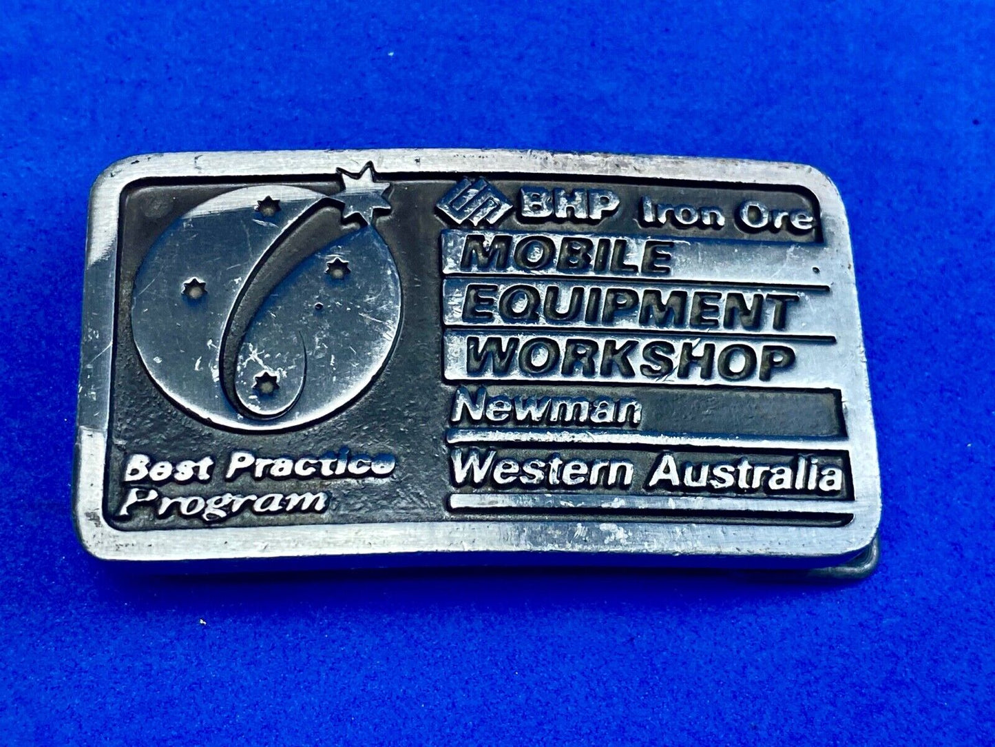 BHP Iron Ore Mobile Equipment Workshop Newman, Western Australia belt buckle