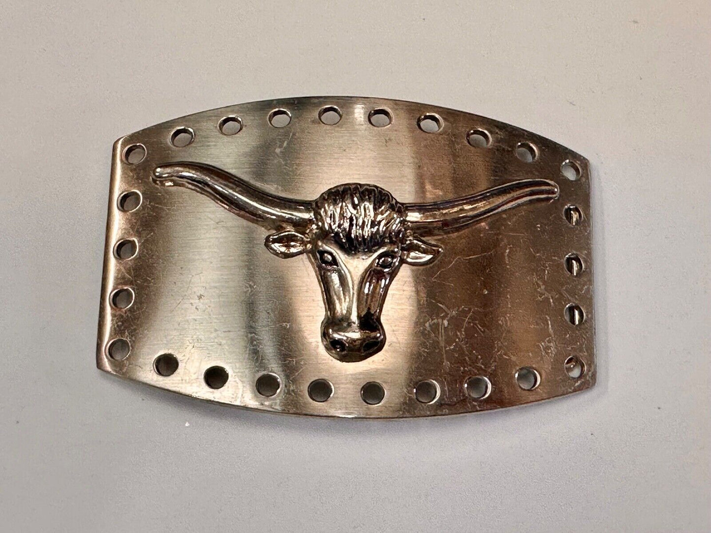 vintage Heavy large LONGHORN - Distinct hole boarder belt buckle