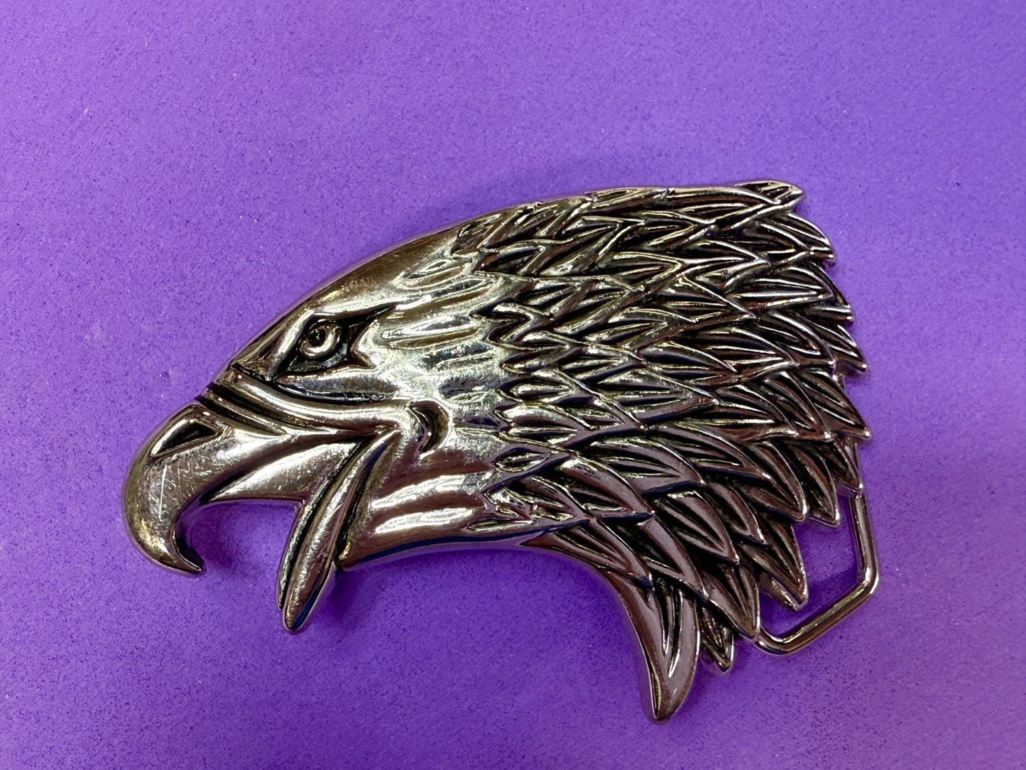 Attacking Eagle Head Figural Cutout Silver Color Western Belt Buckle