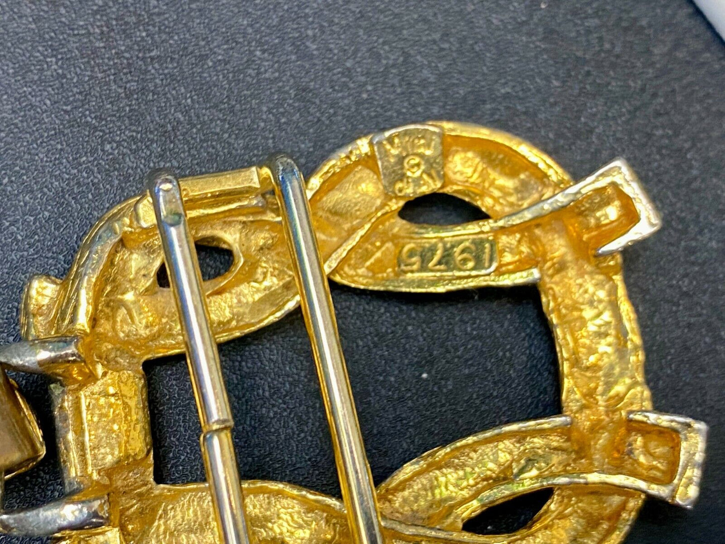 Vintage 70'S Knots - Two Piece Interlocking Belt Buckle Marked Mimi Di N