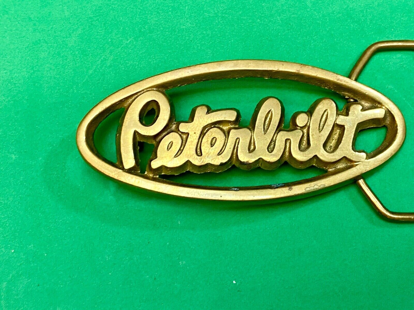 VINTAGE 1970s **PETERBILT** TRUCK ADVERTISEMENT SOLID BRASS SPELLED OUT BUCKLE