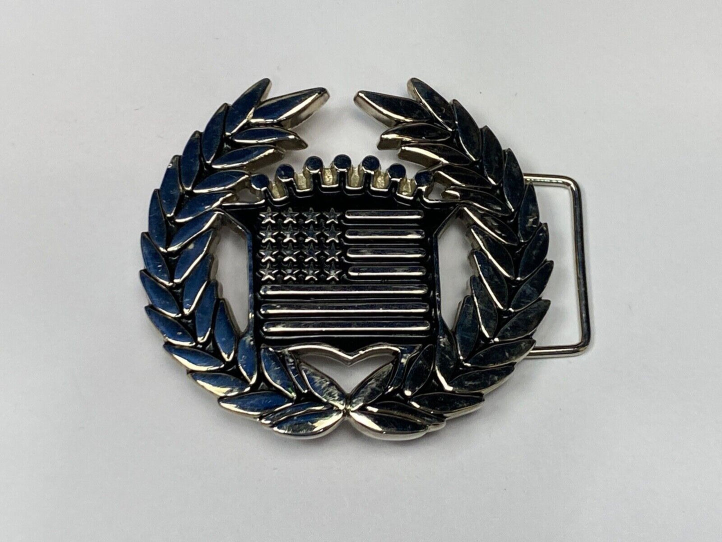 Vintage Cadillac Emblem Flag Chrome Large Belt Buckle Famous Stars And Straps