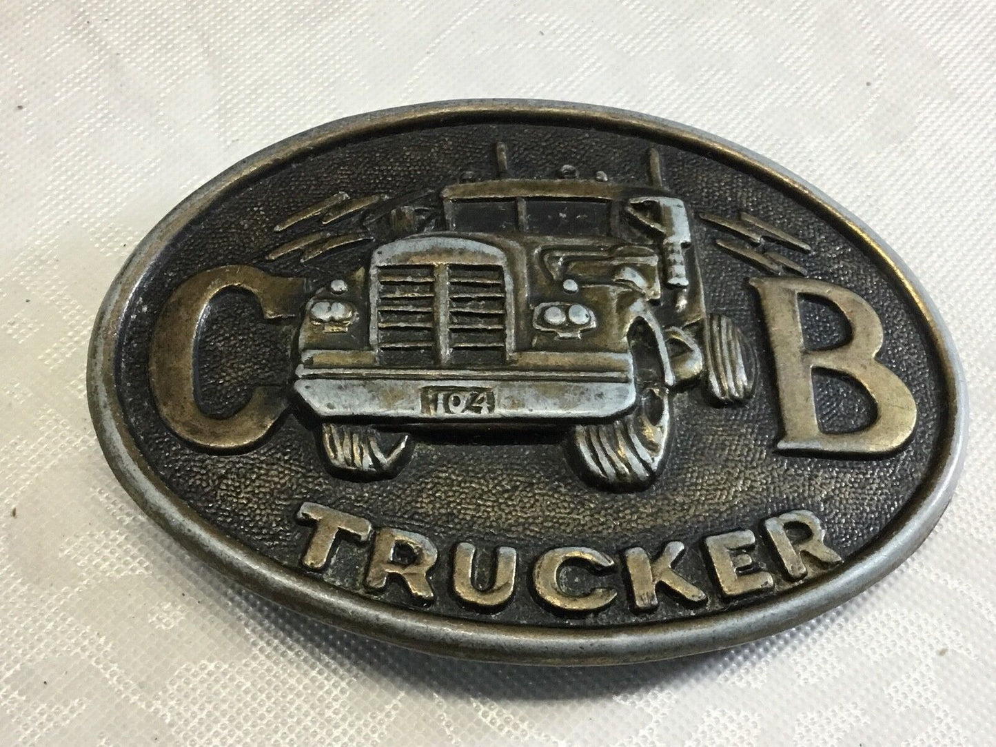 Vintage CB radio semi trucking trucker Big rig semi driver belt buckle