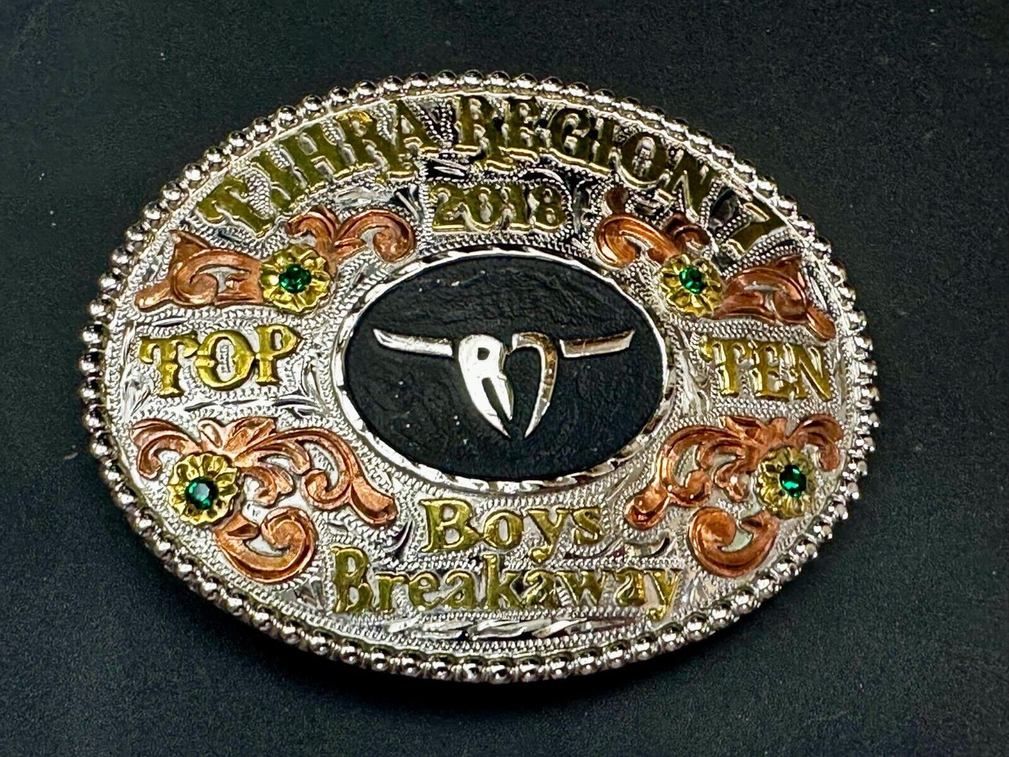 TJHRA Region 7 Top Ten Boys Breakaway Rodeo Tres Rios Trophy Belt Buckle