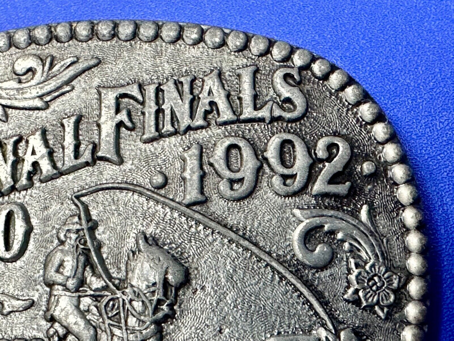 1992 Hesston National Finals Rodeo NFR Youth Size Award Design Medal Belt Buckle