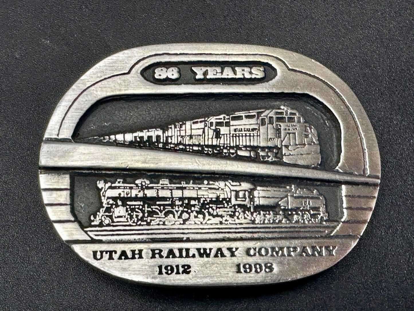 Utah Railway Co Vtg Train Railroad 86 Years - Gary Prazen Sculpture Belt Buckle