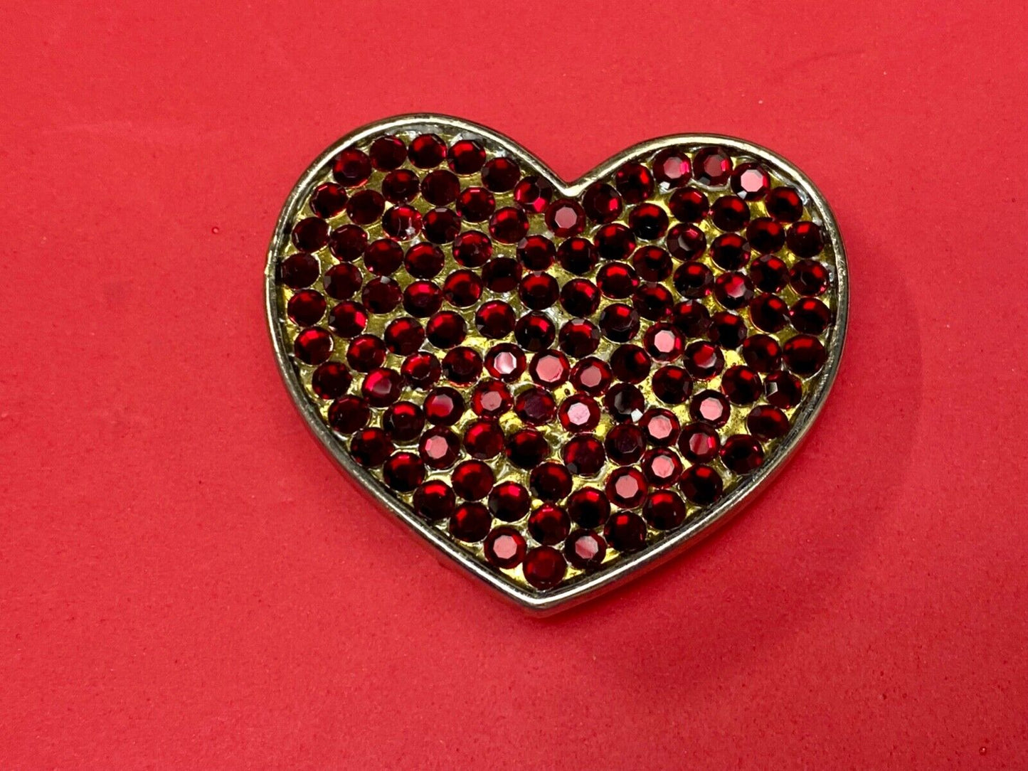 Beautiful Jeweled Red Rhinestone covered HEART cutout belt buckle