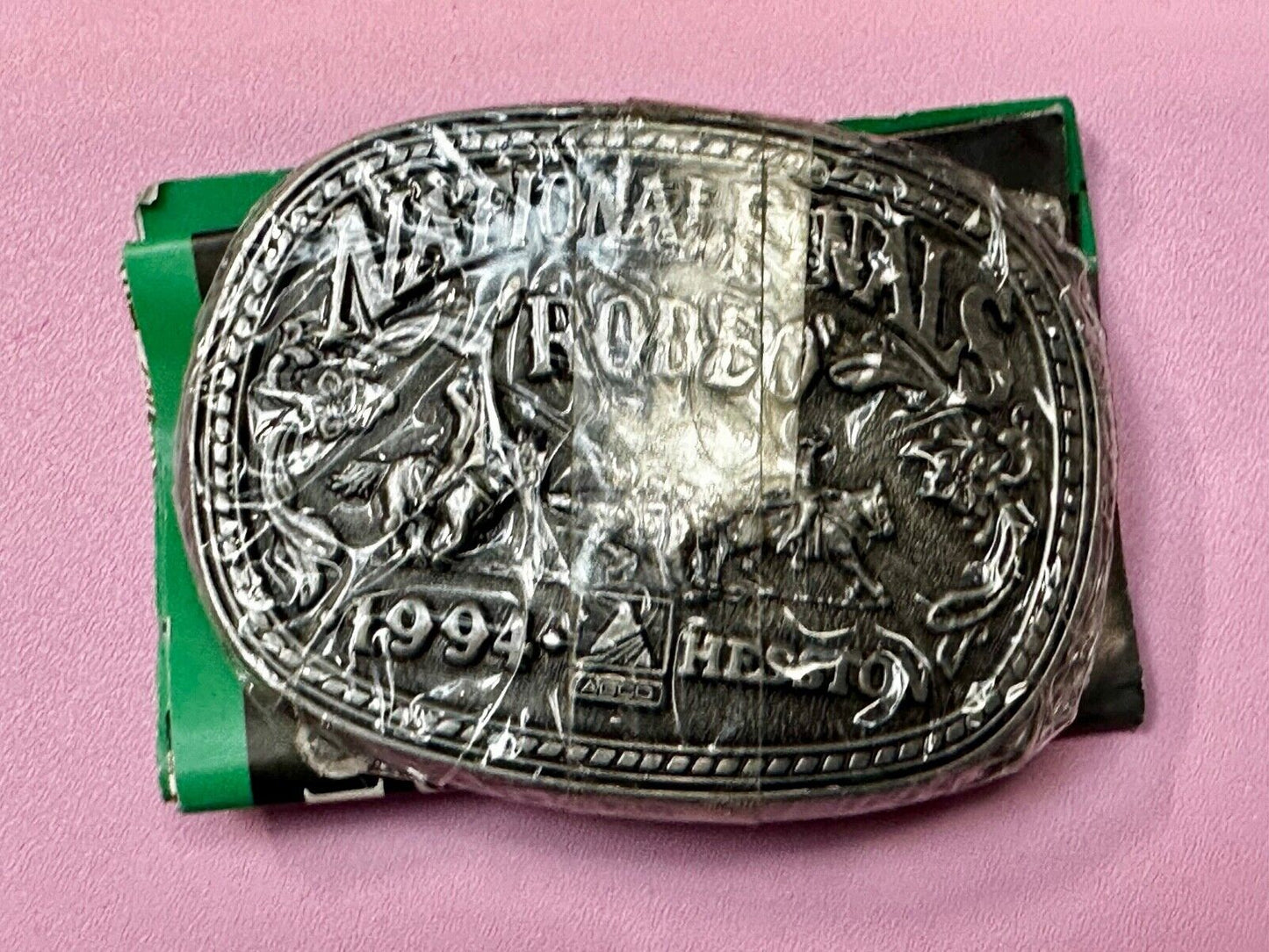 1994 ADM NATIONAL FINALS RODEO YOUTH SIZE NFR NOS WESTERN COWBOY BELT BUCKLE