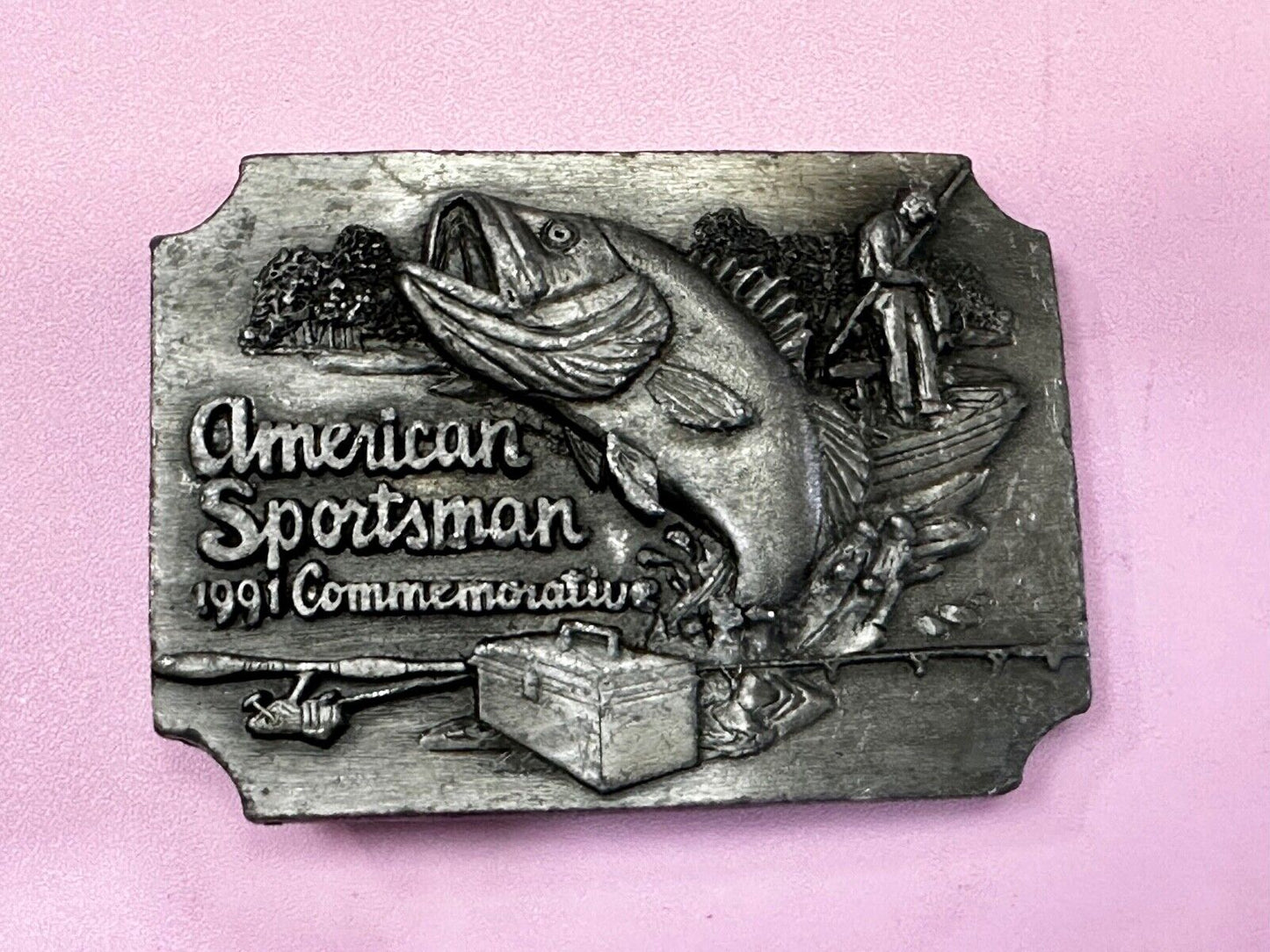 Bass Fishing - American sportsman 1991 Commemorative Vtg. Siskiyou Belt Buckle