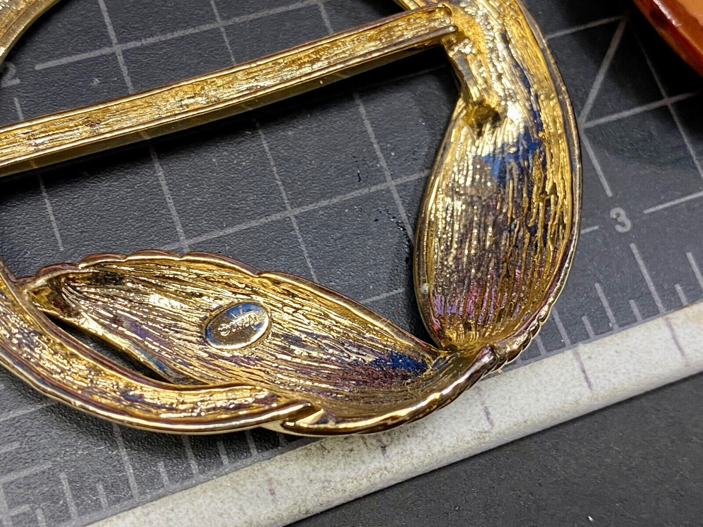 Torino Signed Gold Tone Round Scarf Tie Clip Belt Buckle Plus Bonus Belt Buckle