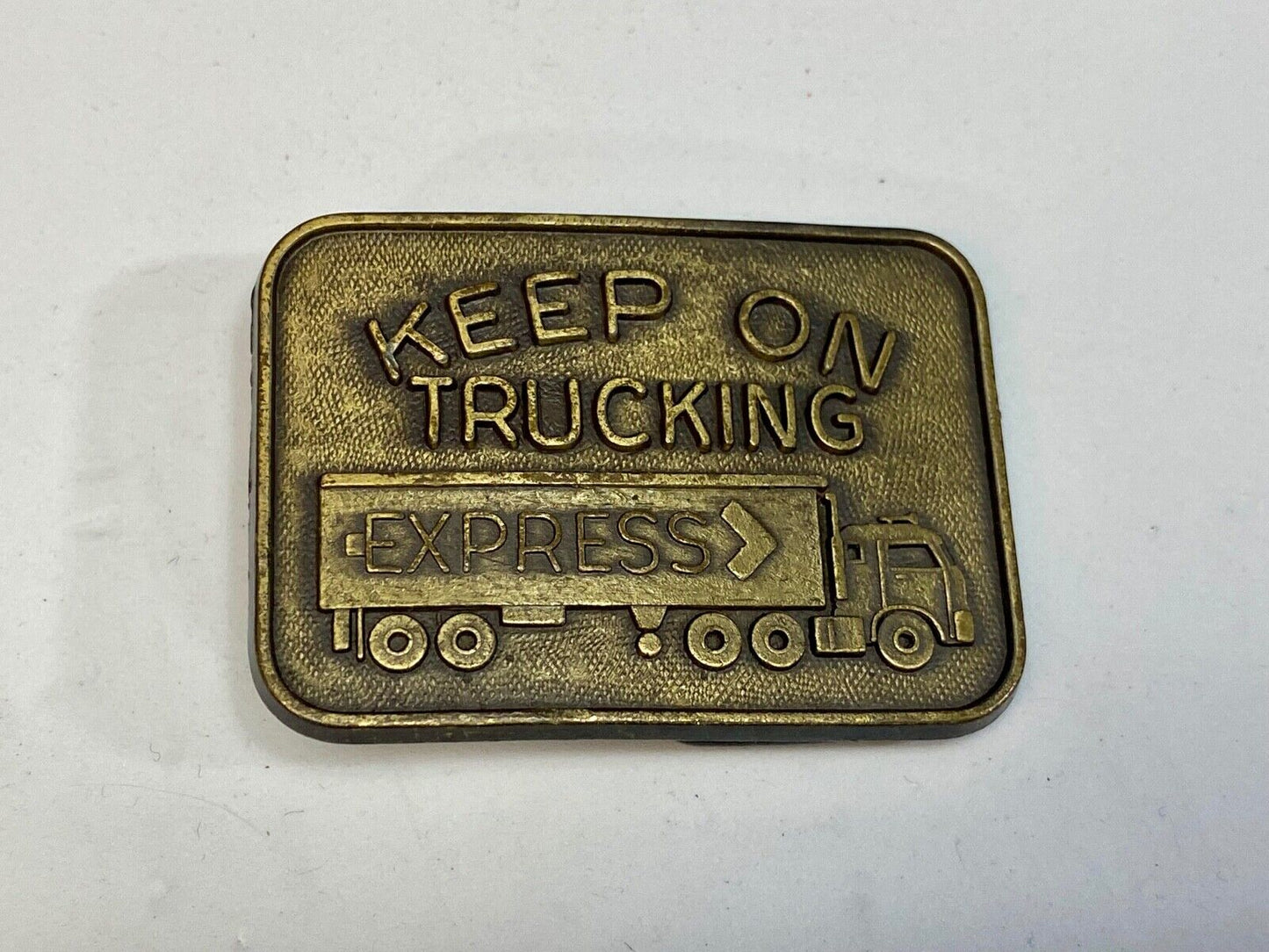 Vintage Keep On Truckin Express Driver Semi-Truck Big Rig Belt Buckle