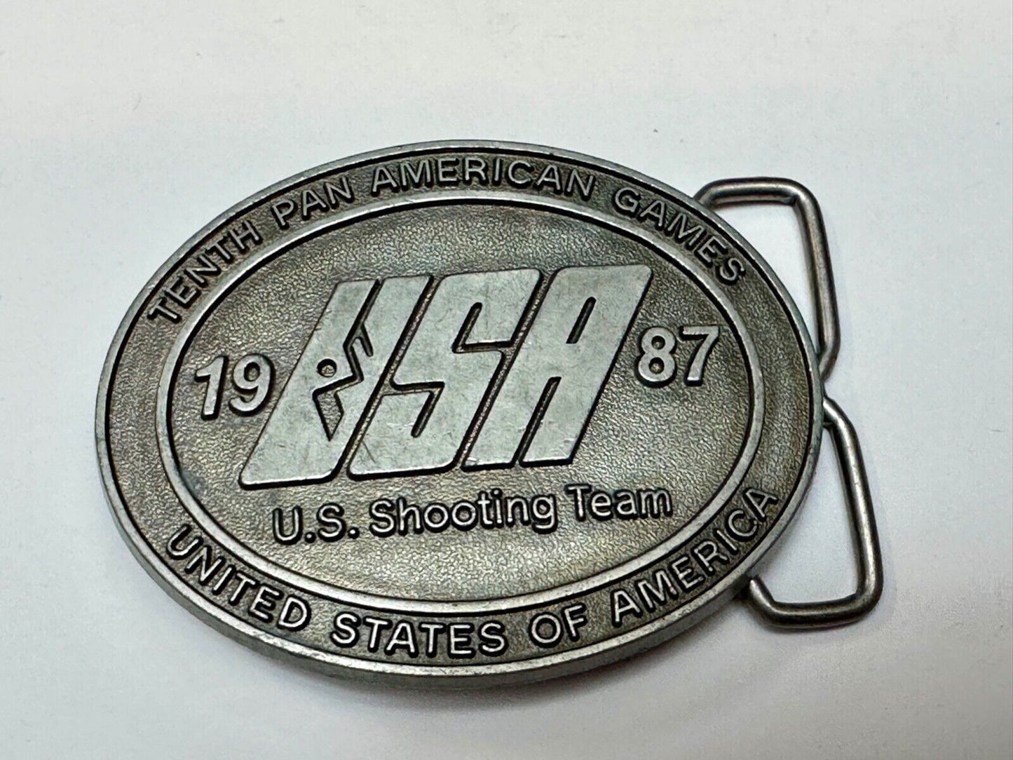 1987 US olympic shooting team olympics 10th Pan Am Games belt buckle
