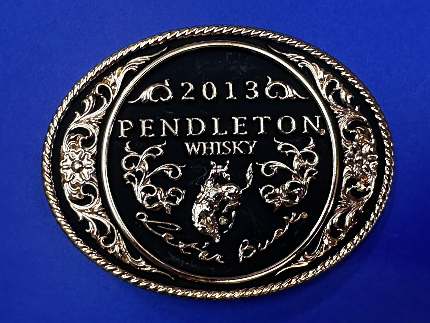 2013 Pendleton Whiskey Let'er Buck Rodeo Cowboy Montana Silversmiths Belt Buckle