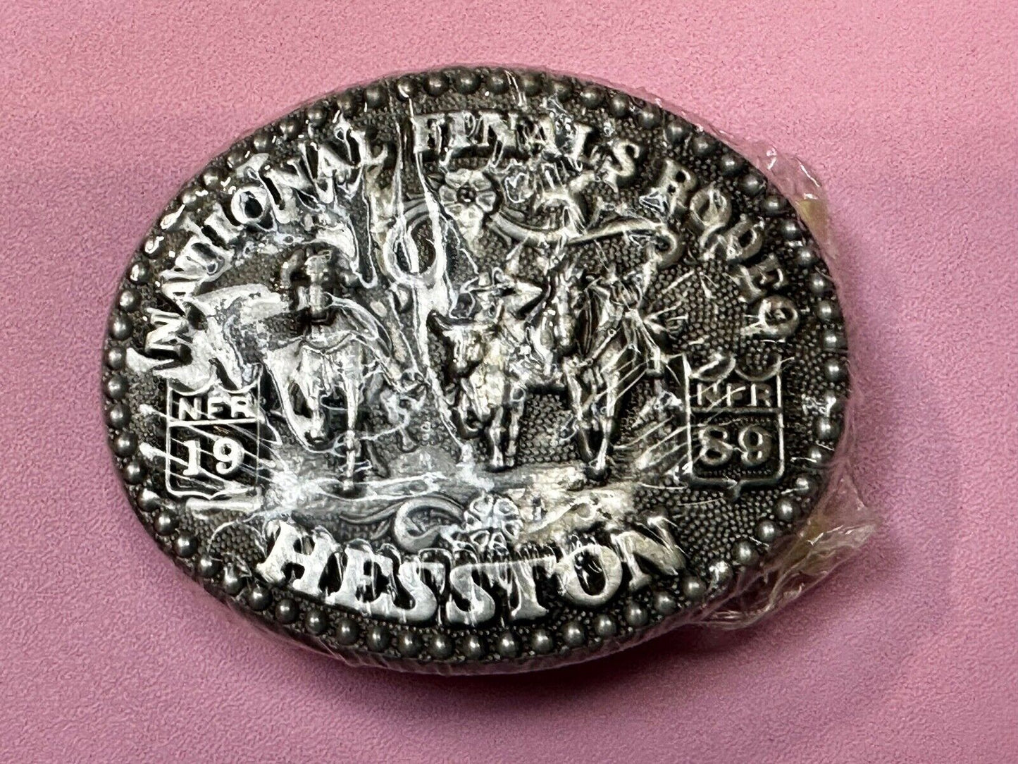 1989 NFR National Finals Rodeo NOS Youth Size Hesston Commemorative Belt Buckle