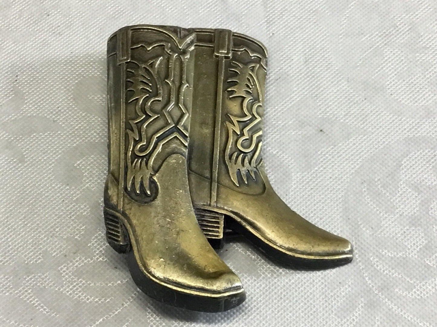 Vintage 3" Tall Cowpoke ( Cowboy/Cowgirl) Boots Brass Belt Buckle Complete NICE