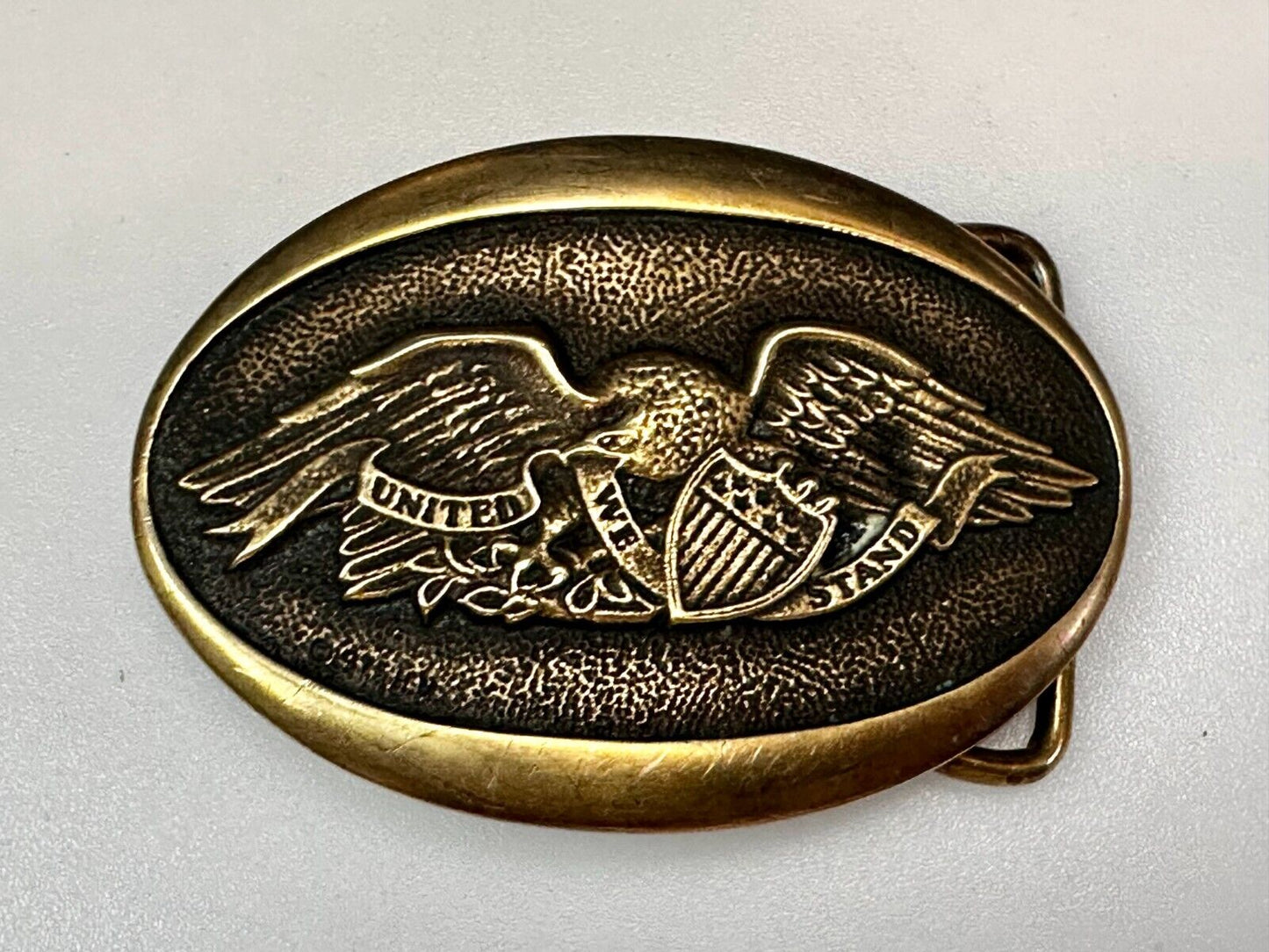 United We Stand - Patriotic American Eagle 1976 Heritage Mint Brass Belt Buckle