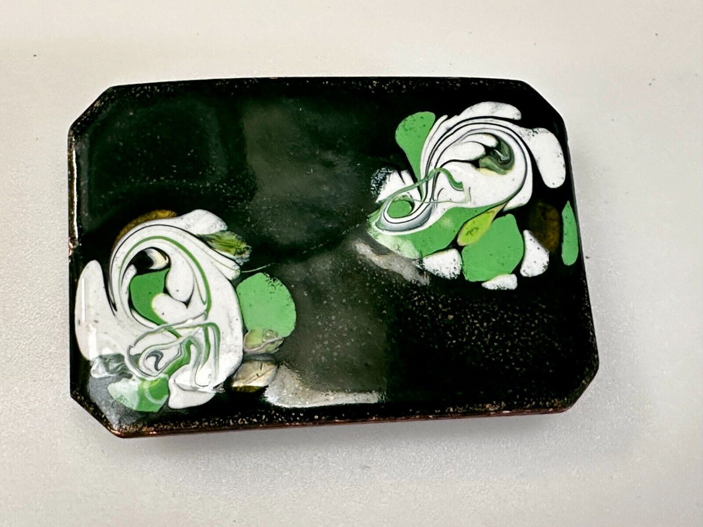 Artisan Hand Painted Abstract Flowers Enamel On Copper Belt Buckle By Wini