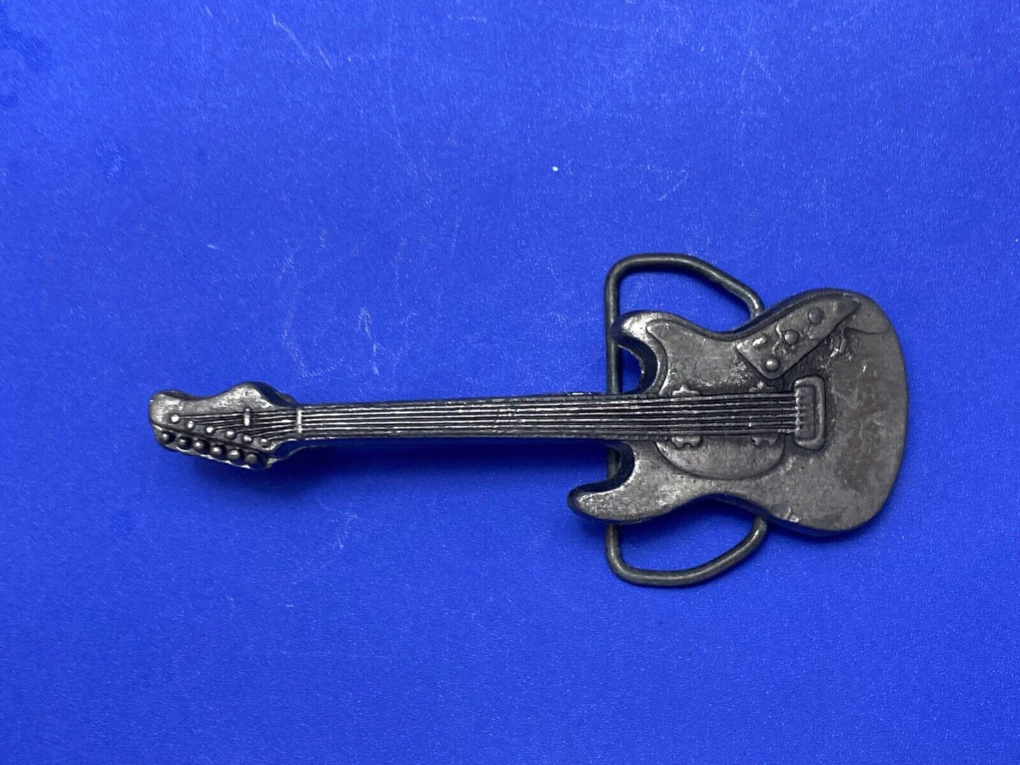 Vintage Electric Guitar - 6 String Rock Band Music Belt Buckle by Baron
