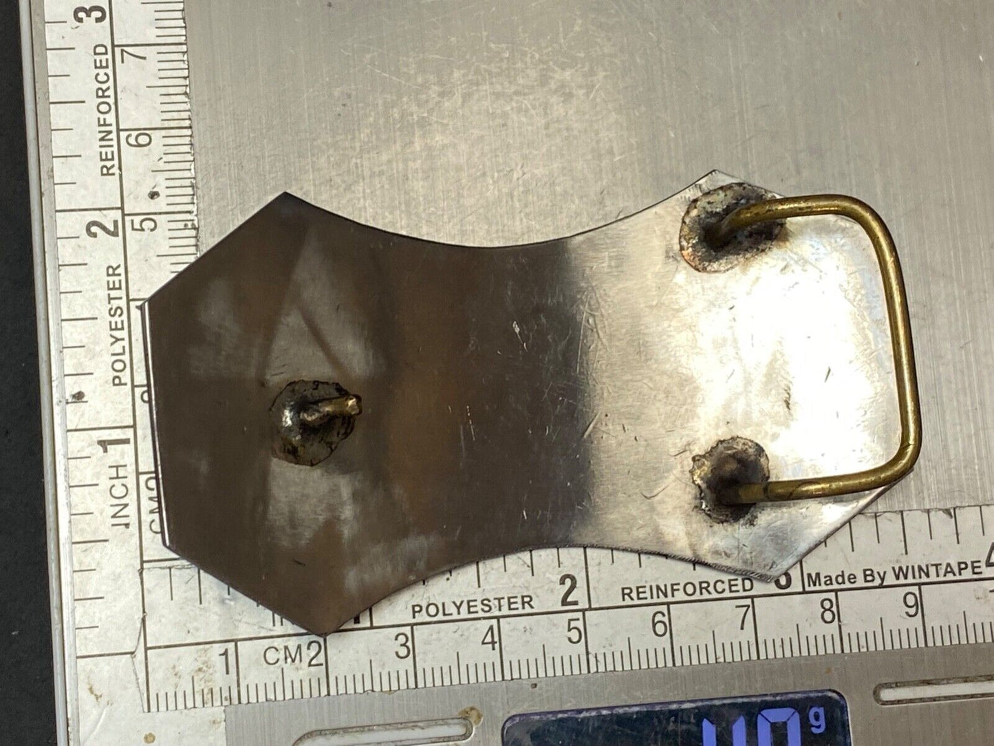 artisan silver color unique shaped unknown to me! belt buckle - space to engrave